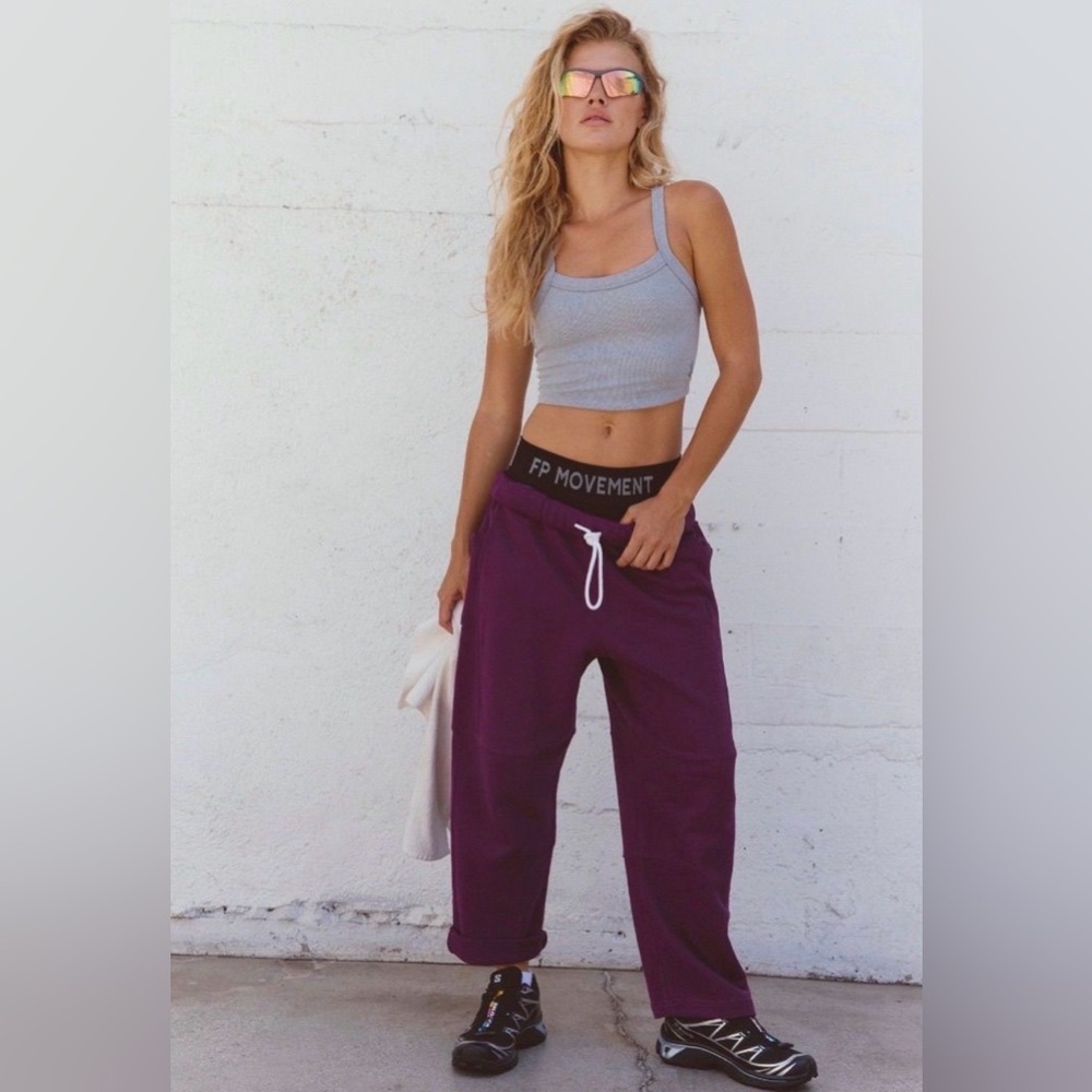 FP Movement by Free People Top Score Barrel Pants in Mulberry